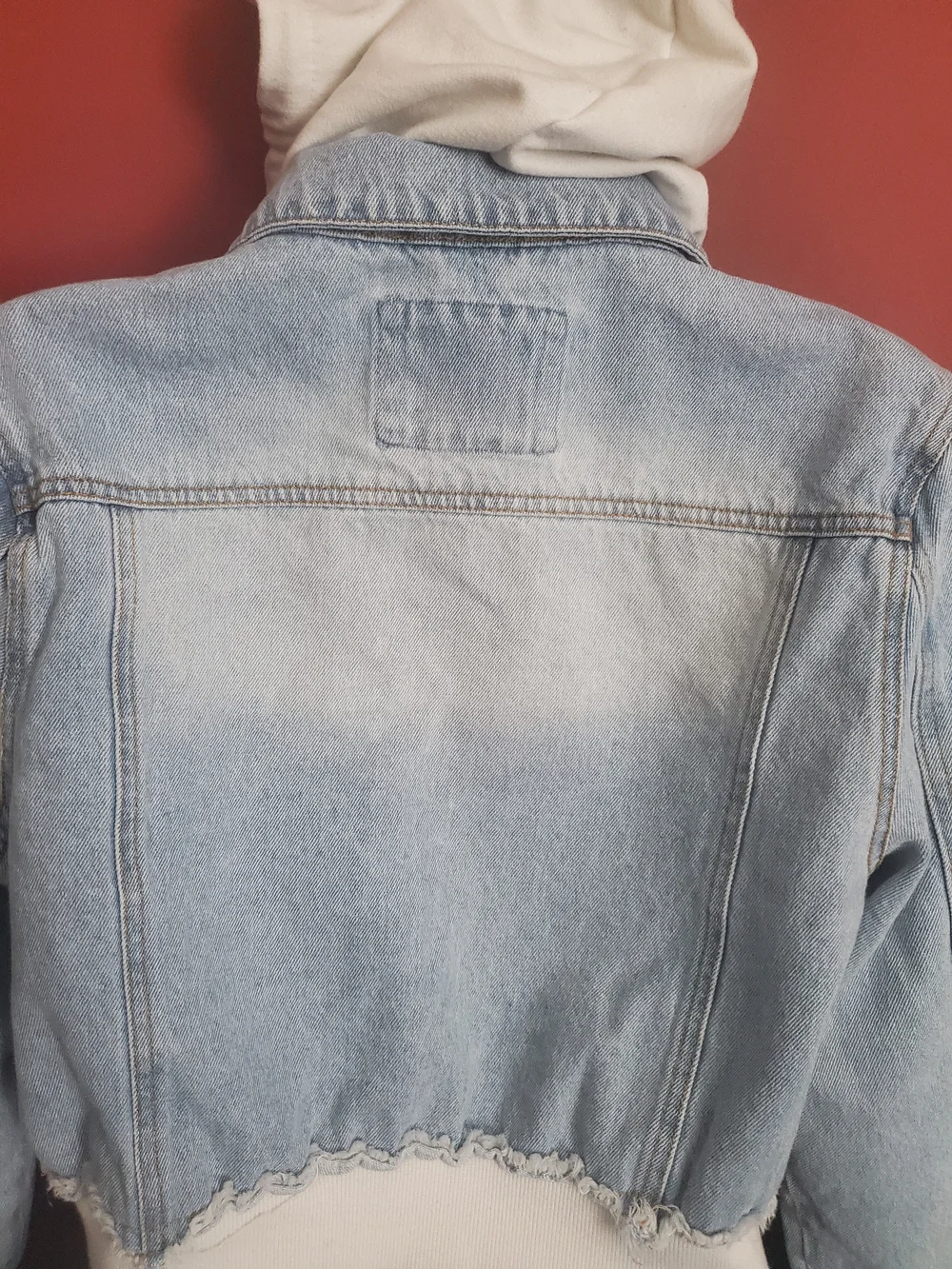Love Tree Light Blue Denim Jacket with Cream Hooded Layer